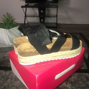 Elastic Strappy Espadrille Platform